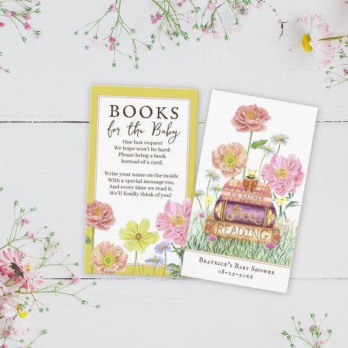 Yellow Wildflower Books for Baby Shower Bookmark  Enclosure Card