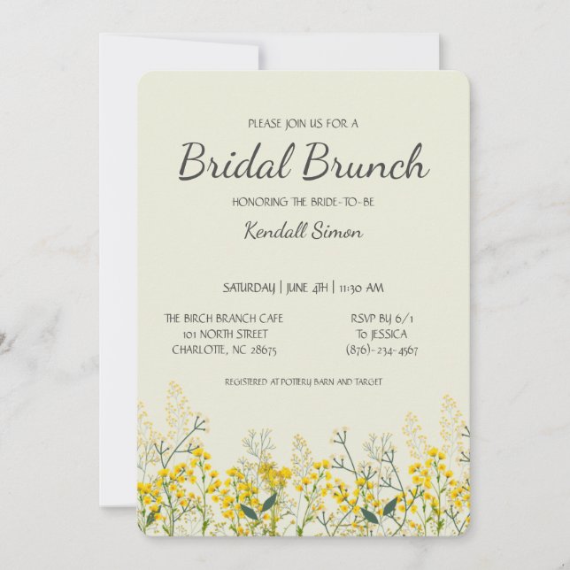 Yellow Wildflower Bridal Brunch Invitation (Front)