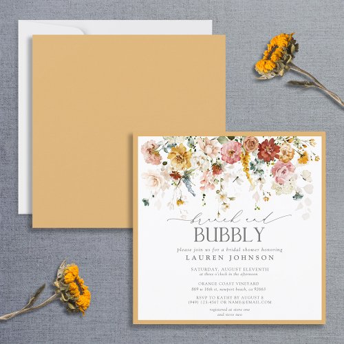 Yellow Wildflower Brunch  Bubbly Bridal Shower Invitation