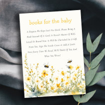 Yellow Wildflower Bumble Bee Books For Baby Shower Enclosure Card