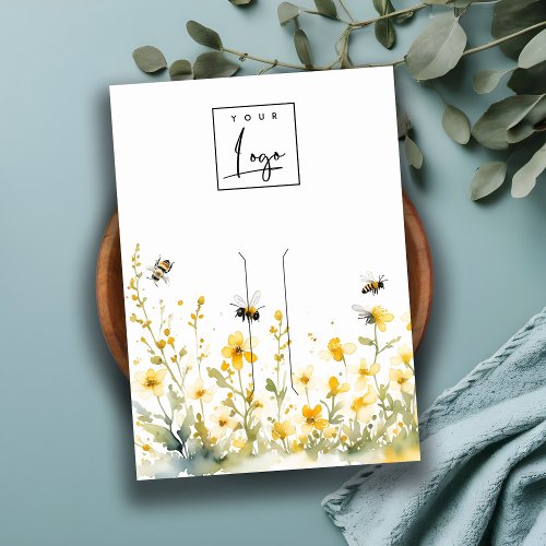 Yellow Wildflower Bumble Bee Logo Hairclip Display Business Card
