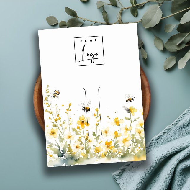 Yellow Wildflower Bumble Bee Logo Hairclip Display Business Card (Creator Uploaded)