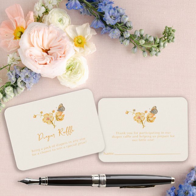 Yellow Wildflower Butterfly Baby Shower Enclosure Card (Creator Uploaded)