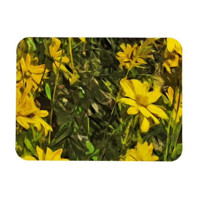 Yellow Wildflower Daisies Abstract Magnet (Horizontal)