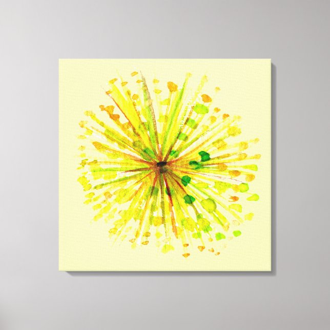 Yellow wildflower dandelion watercolor flower canvas print (Front)