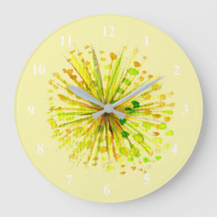 Yellow wildflower dandelion watercolor flower large clock