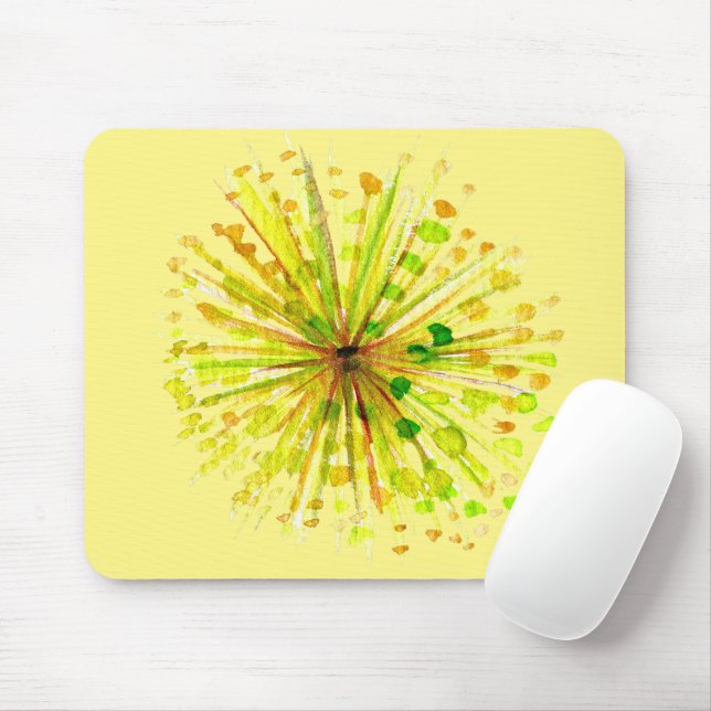 Yellow wildflower dandelion watercolor flower mouse pad (With Mouse)