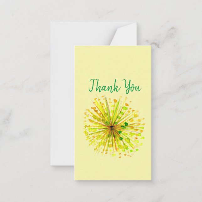 Yellow wildflower dandelion watercolor flower note card (Front)