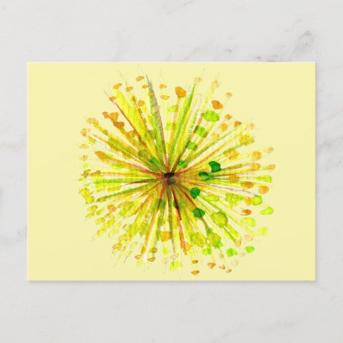 Yellow wildflower dandelion watercolor flower postcard