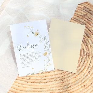 Yellow Wildflower Elegant Boho Bridal Shower Thank You Card