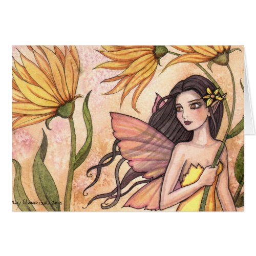 Yellow Wildflower Fairy Card