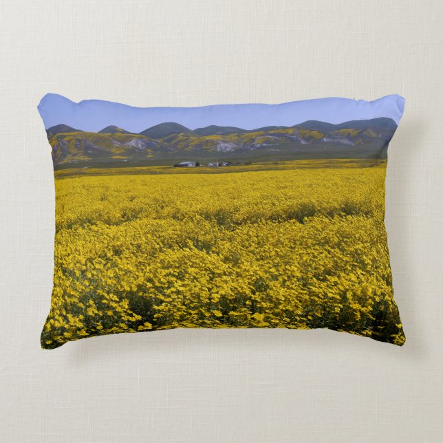Yellow Wildflower Field Landscape Decorative Pillow (Front)