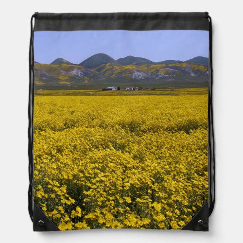 Yellow Wildflower Field Landscape Drawstring Bag