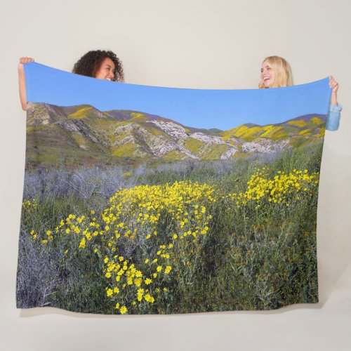 Yellow Wildflower Field Landscape Fleece Blanket