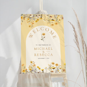 Yellow Wildflower Floral Wedding Welcome Sign