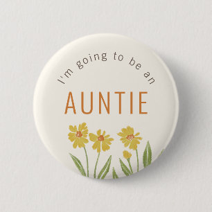 Yellow Wildflower Going to be an Auntie Button