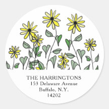 Yellow Wildflower Hand-Drawn Floral Return Address