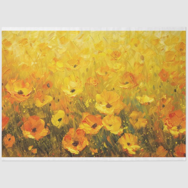 Yellow Wildflower Impressionist Decoupage Tissue Paper (Front)