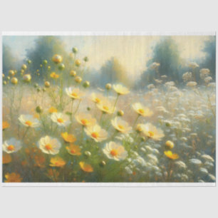 Yellow Wildflower Impressionist Painting Decoupage Tissue Paper