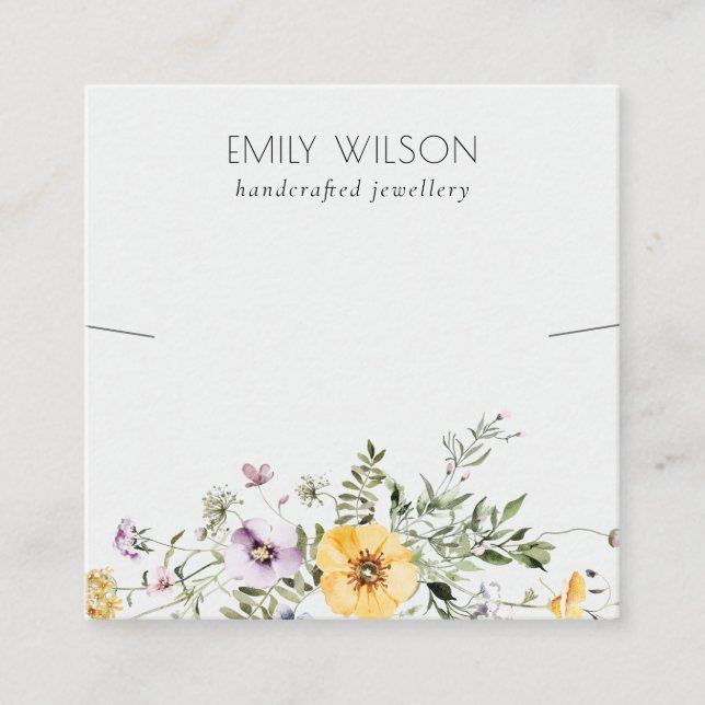 Yellow Wildflower Lilac Necklace Band Template Square Business Card (Front)