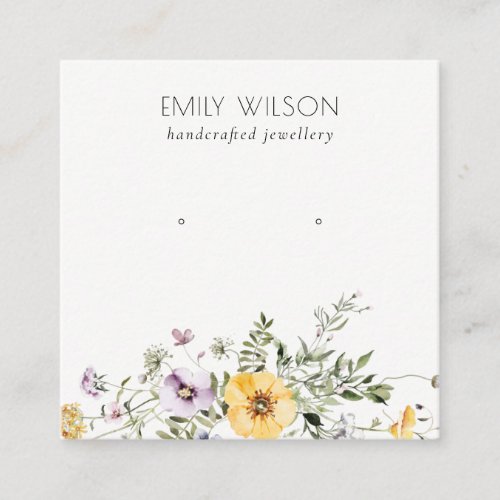 Yellow Wildflower Lilac Stud Earring Display Square Business Card