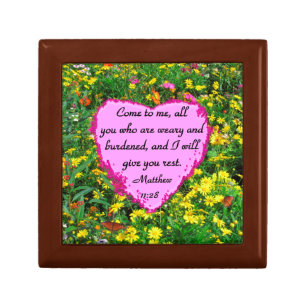 YELLOW WILDFLOWER MATTHEW 11:28 PHOTO DESIGN KEEPSAKE BOX