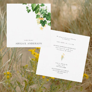 Yellow Wildflower Minimalist Square Bridal Shower Invitation