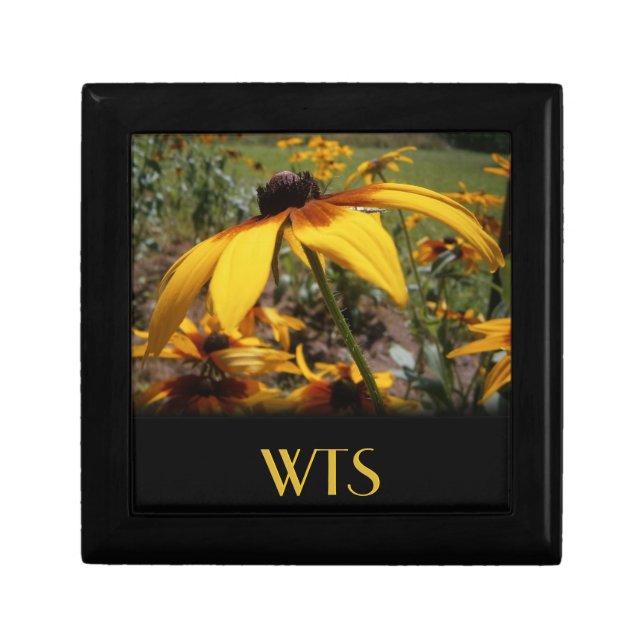 Yellow Wildflower Monogram Keepsake Box (Front)