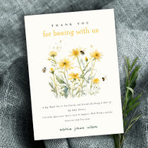 Yellow Wildflower Mum To Bee Neutral Baby Shower Thank You Card