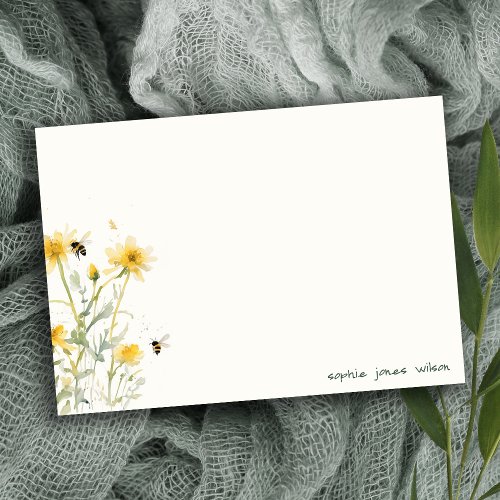 Yellow Wildflower Mum To Bee Neutral Watercolor Note Card