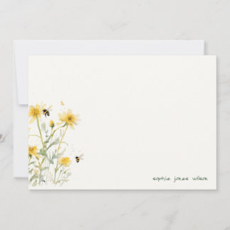 Yellow Wildflower Mum To Bee Neutral Watercolor Note Card
