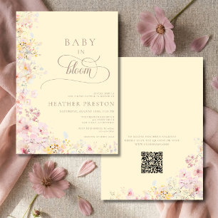 Yellow Wildflower QR Code Baby Shower Invitation