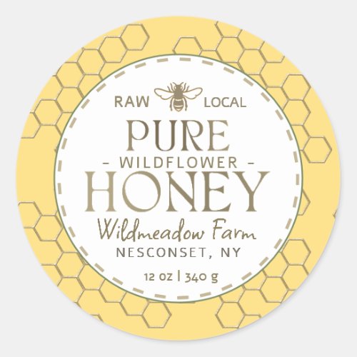 Yellow Wildflower Raw Local Honey Bee Honeycomb Classic Round Sticker