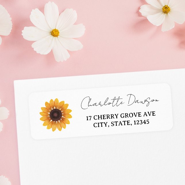 Yellow Wildflower Spring Floral Return Address Label (Spring Wildflower Birthday Party Label)