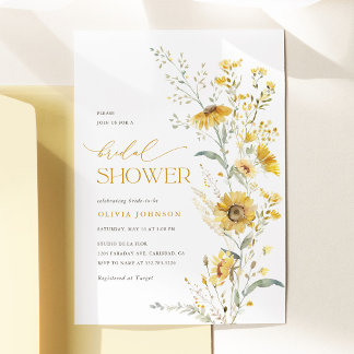 Yellow Wildflower Sunflower Bridal Shower Invitation
