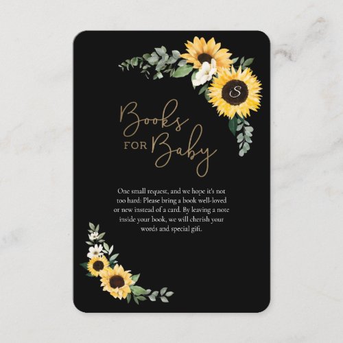 Yellow Wildflower Sunflower Floral Books For Baby Enclosure Card