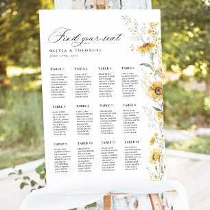 Yellow Wildflower Sunflower Seating Chart Sign