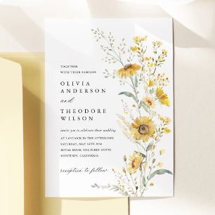 Yellow Wildflower Sunflower Wedding Invitation