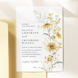 Yellow Wildflower Sunflower Wedding Invitation