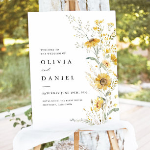 Yellow Wildflower Sunflower Welcome Wedding Sign