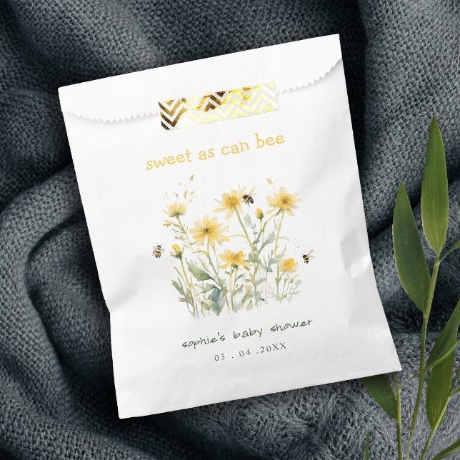 Yellow Wildflower Sweet As Bee Neutral Baby Shower Favor Bag (Creator Uploaded)