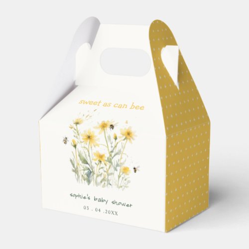 Yellow Wildflower Sweet As Bee Neutral Baby Shower Favor Boxes
