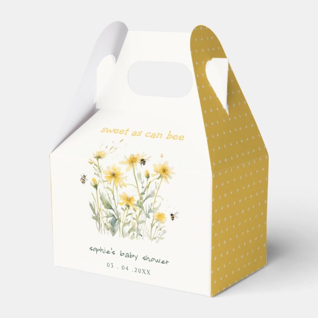 Yellow Wildflower Sweet As Bee Neutral Baby Shower Favor Boxes (Front Side)