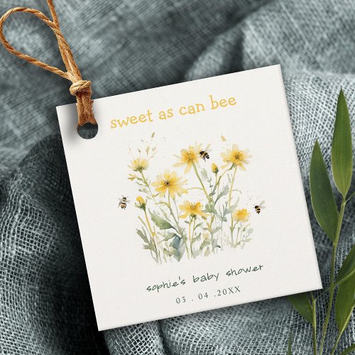 Yellow Wildflower Sweet As Bee Neutral Baby Shower Favor Tags