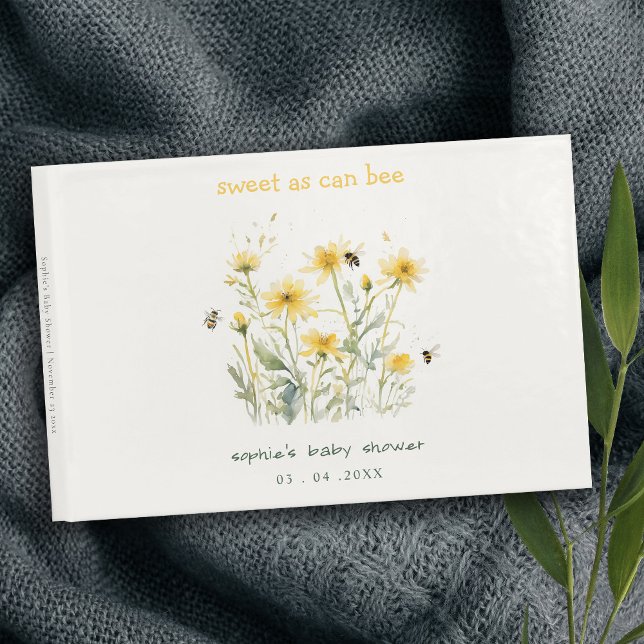 Yellow Wildflower Sweet As Bee Neutral Baby Shower Guest Book (Creator Uploaded)