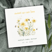 Yellow Wildflower Sweet As Bee Neutral Baby Shower Napkins