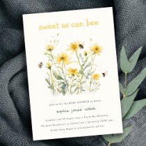 Yellow Wildflower Sweet As Can Bee Baby Shower Invitation