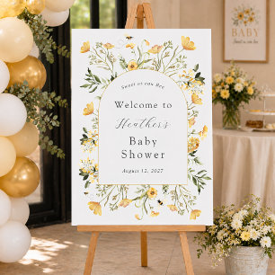 Yellow Wildflower Sweet as Can Bee Baby Welcome Foam Board