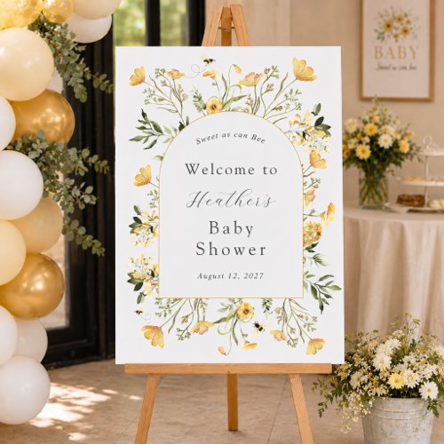 Yellow Wildflower Sweet as Can Bee Baby Welcome Foam Board