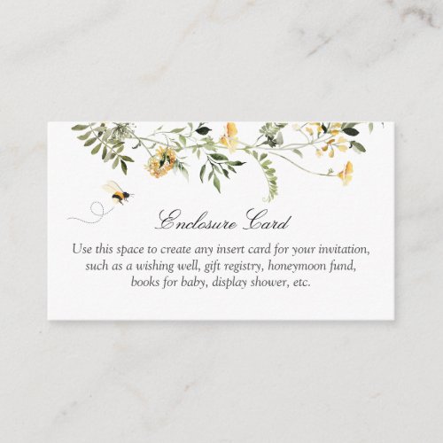 Yellow Wildflower Sweet as Can Bee Custom Enclosure Card